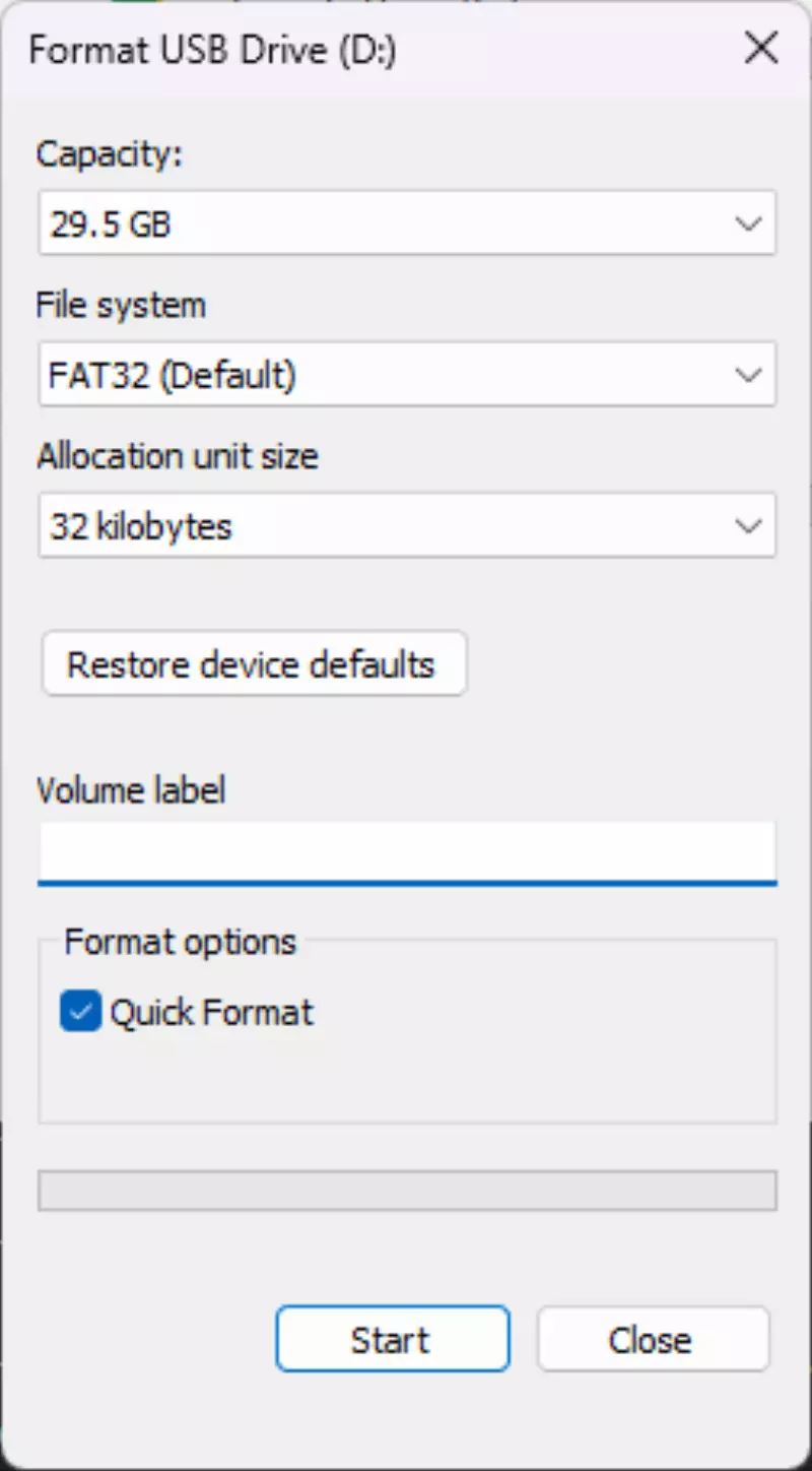 windows format tool screenshot