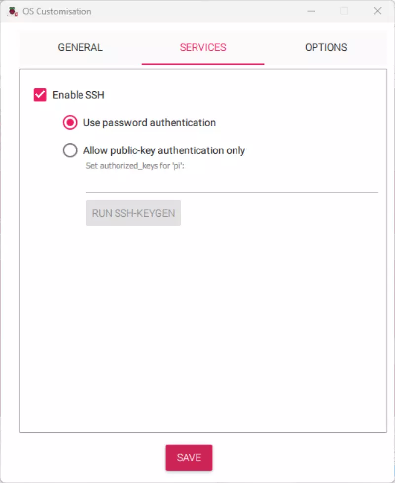 enabling ssh screenshot